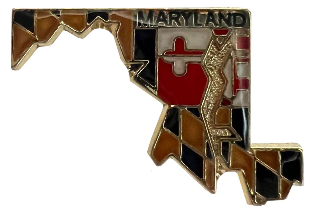 MARYLAND State Flag Map Outline Shaped Travel Souvenir Enamel Lapel Hat Pin