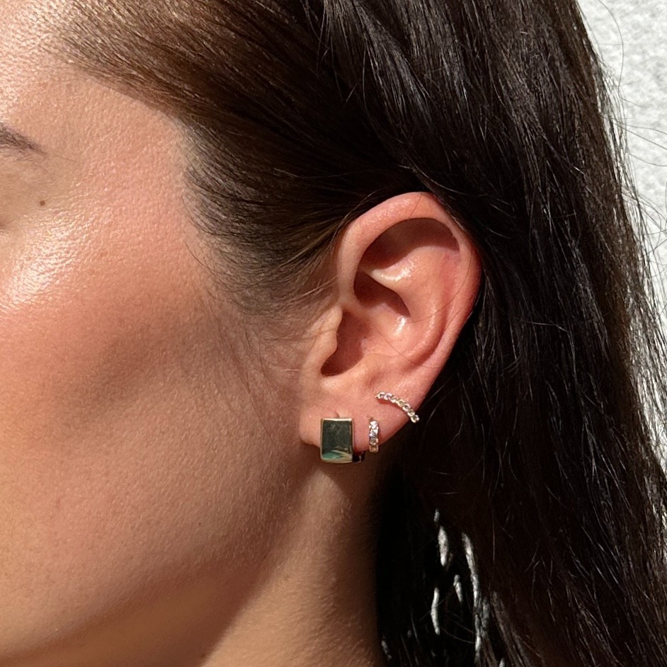 18K Gold Filled Cube Clicker Earrings