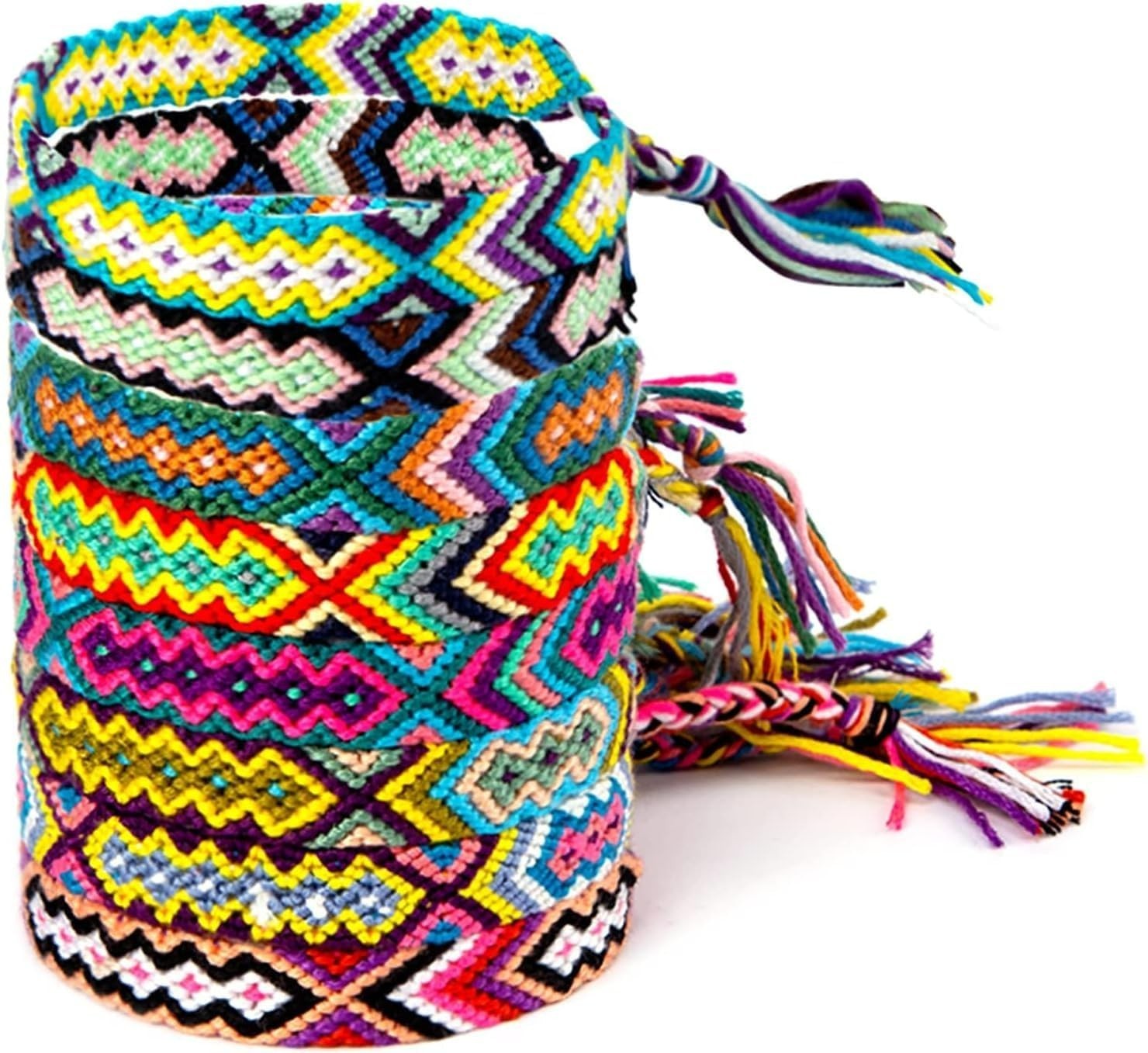 8PCS Handmade Nepal Style Colorful Woven Friendship Bracelets for All Ages