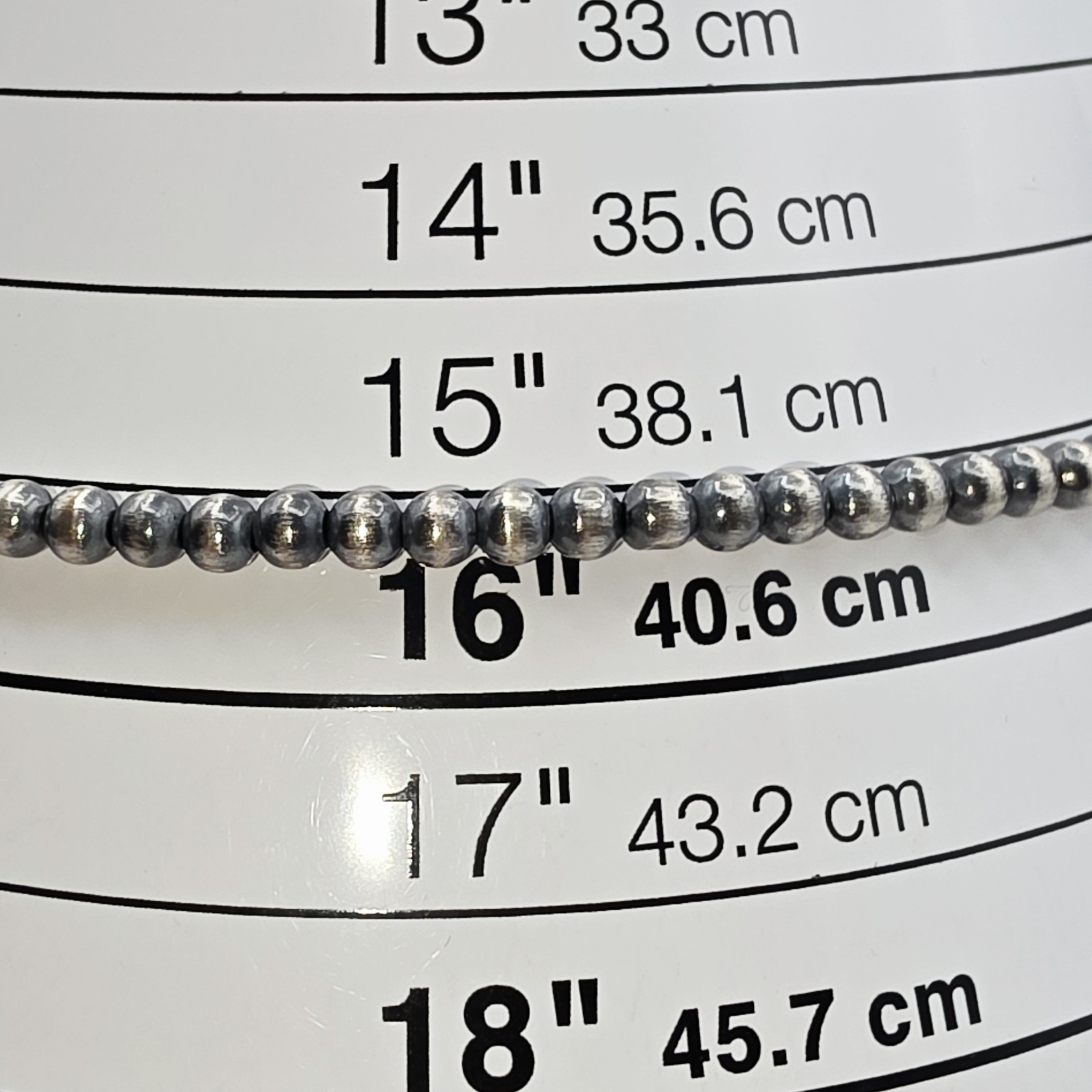 Navajo Style Pearl Beaded Necklace 4mm Silver Plated 16” Adjustable NWT