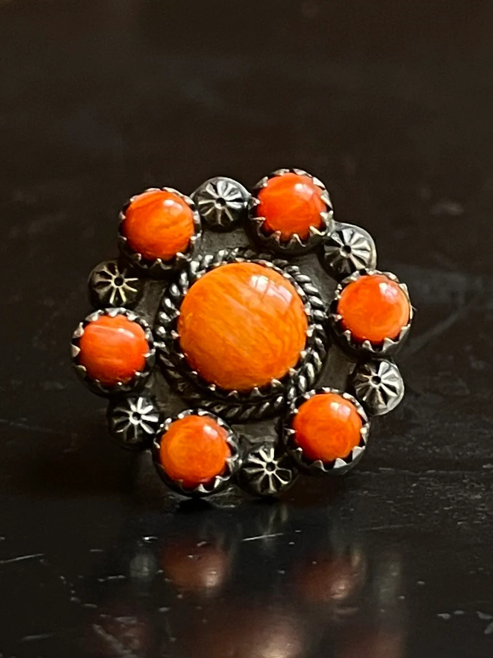 Spiny Oyster Flower Ring Size 6 | 925 Sterling Silver G545