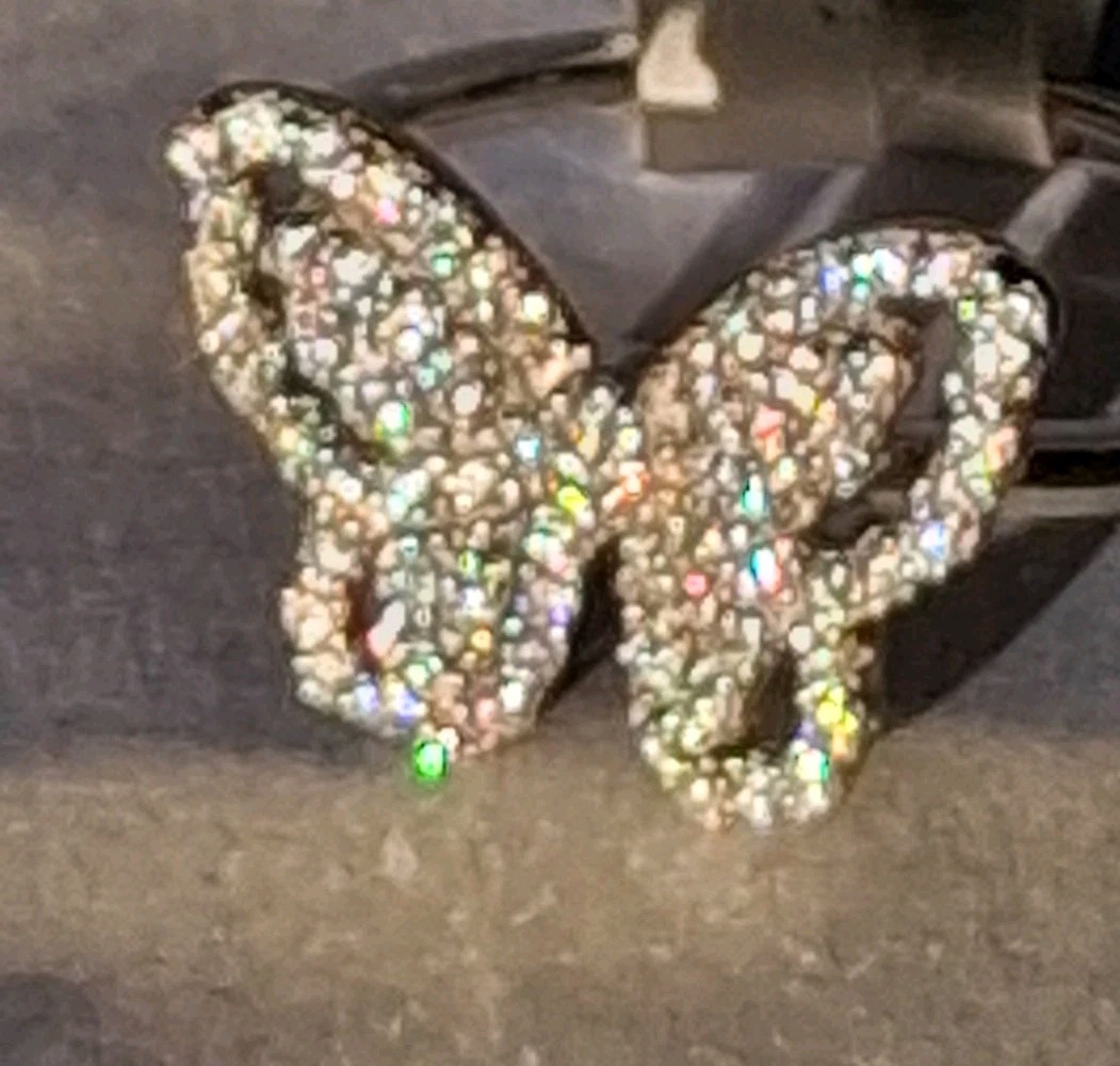 1ctw Moissanite Butterfly Ring In Rhodium Platinum Plate .925 Ster. Silv. Sz 6
