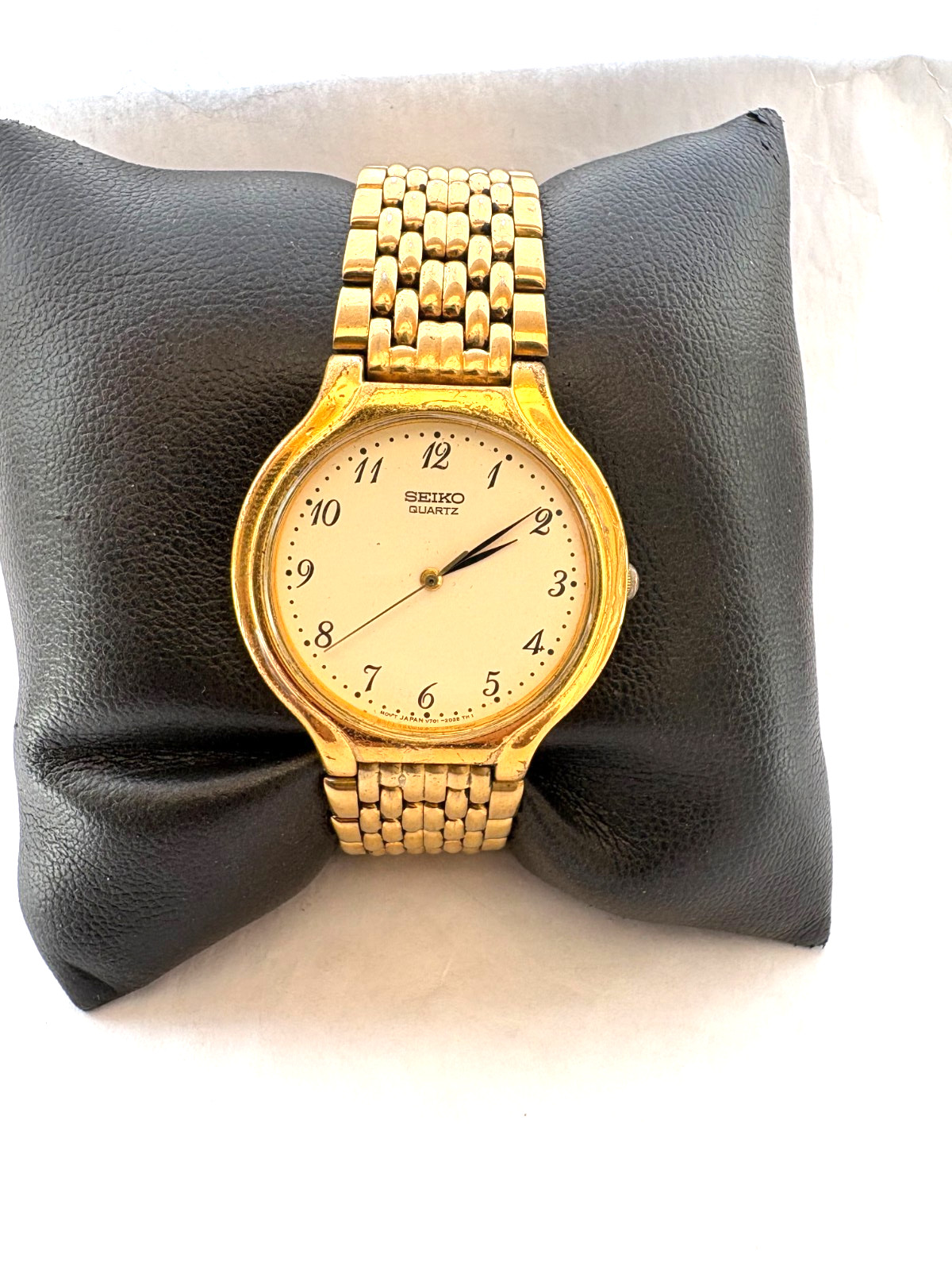Seiko Mens Slim Vintage Quartz Gold Plated Bracelet Watch V701-6160
