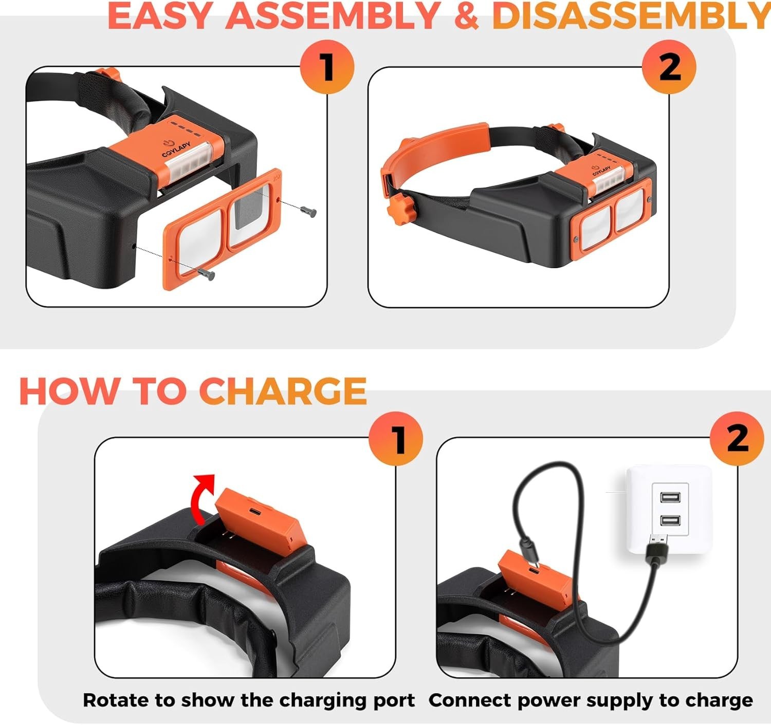 Headband Magnifier with Light Jeweler Magnifying Glass Loupe Visor Optivisor NEW
