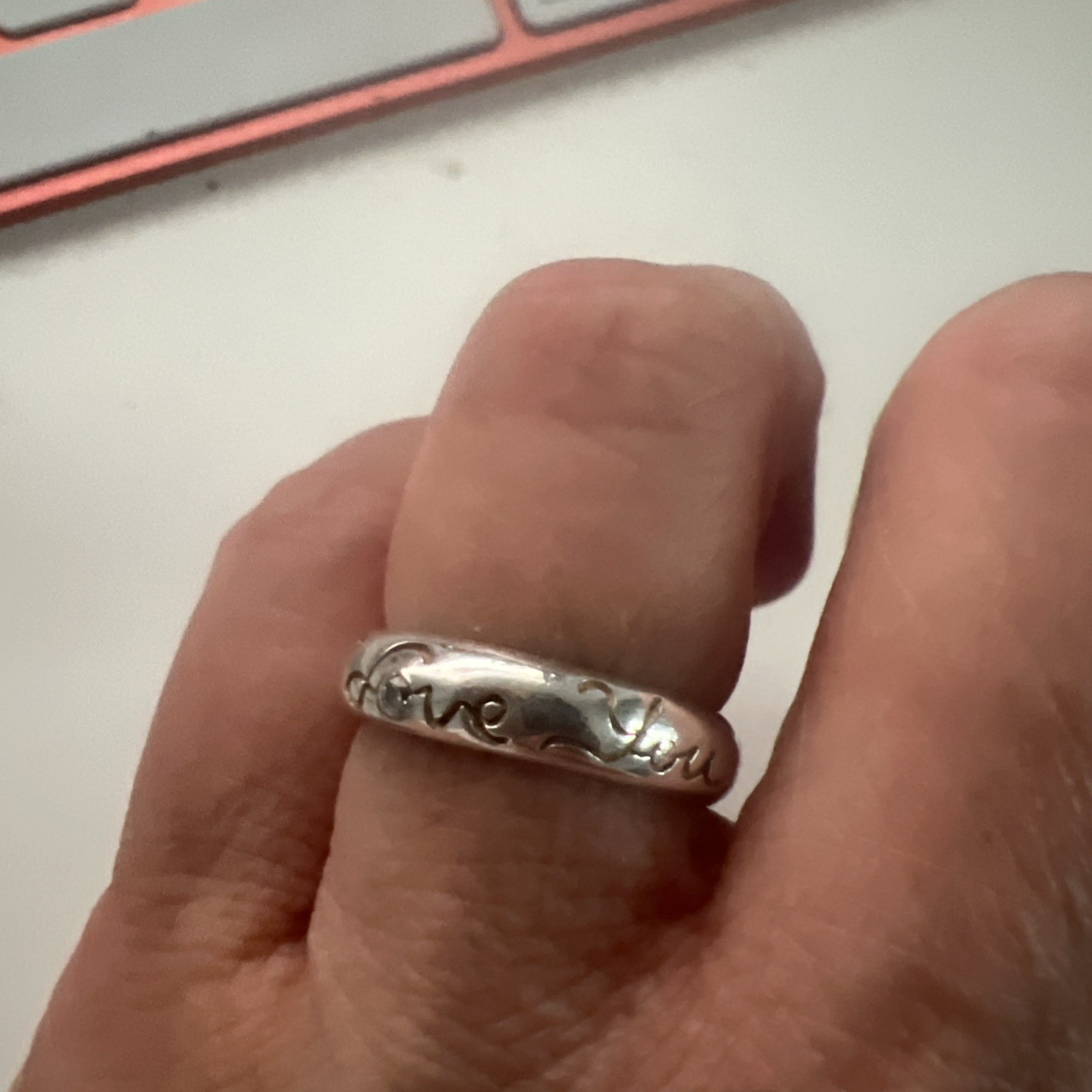 I Love You Ring Solid Sterling Silver 925 5mm Size 9 One CZ Stone