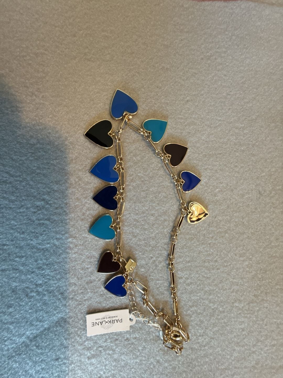 Park Lane Cobalt Gold-Tone Multi-Color Enamel Heart Charm Necklace