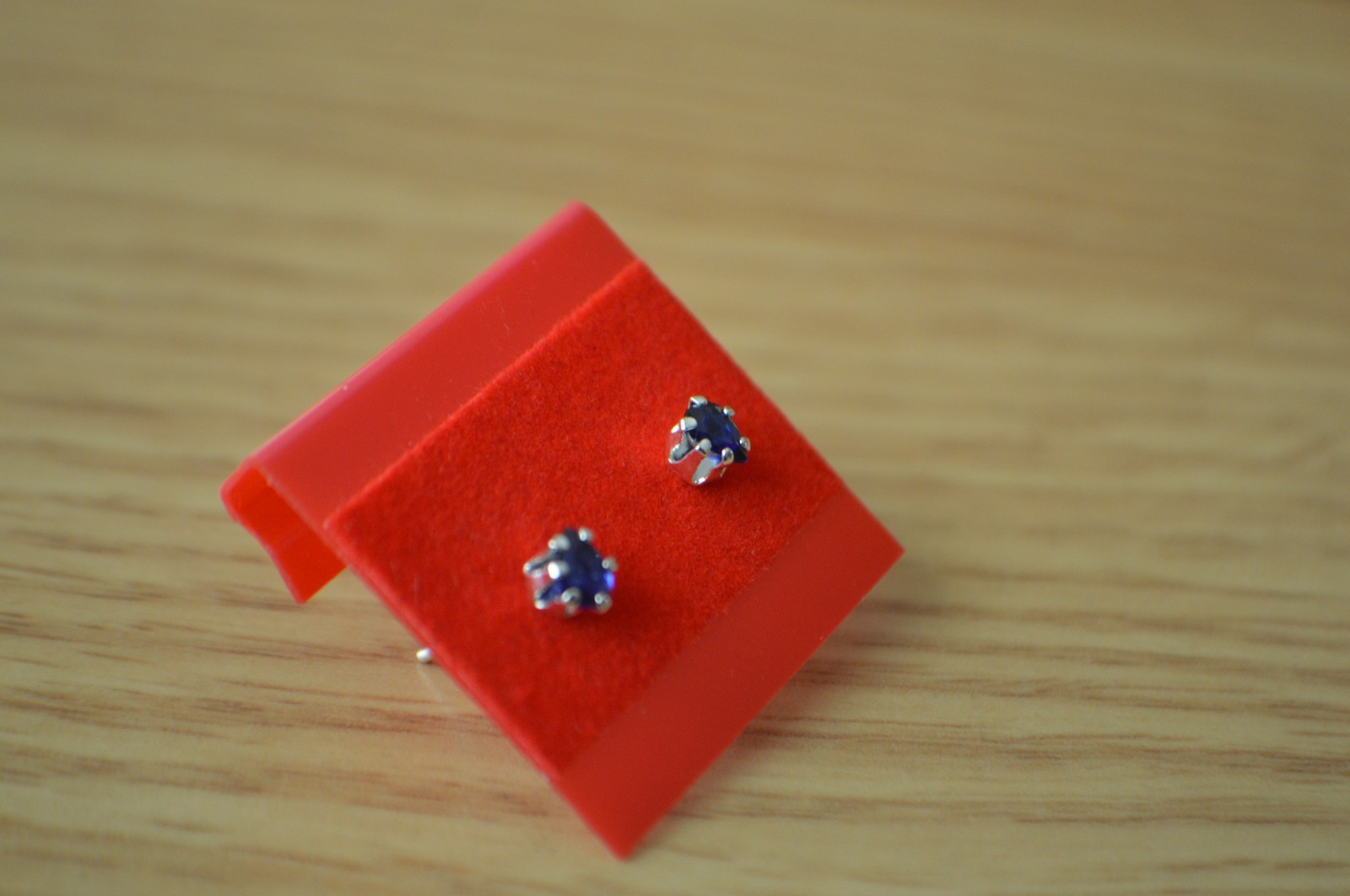 0.36ct Madagascar Blue Sapphire Solitaire Earrings Fine Silver ~ 4x3mm Pear TINY