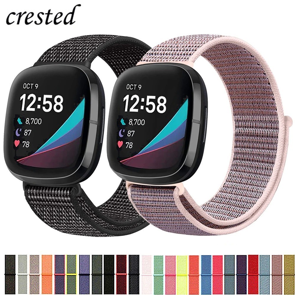 Woven Nylon Strap Sport Wristband Watch Band For Fitbit Versa 4 /3
