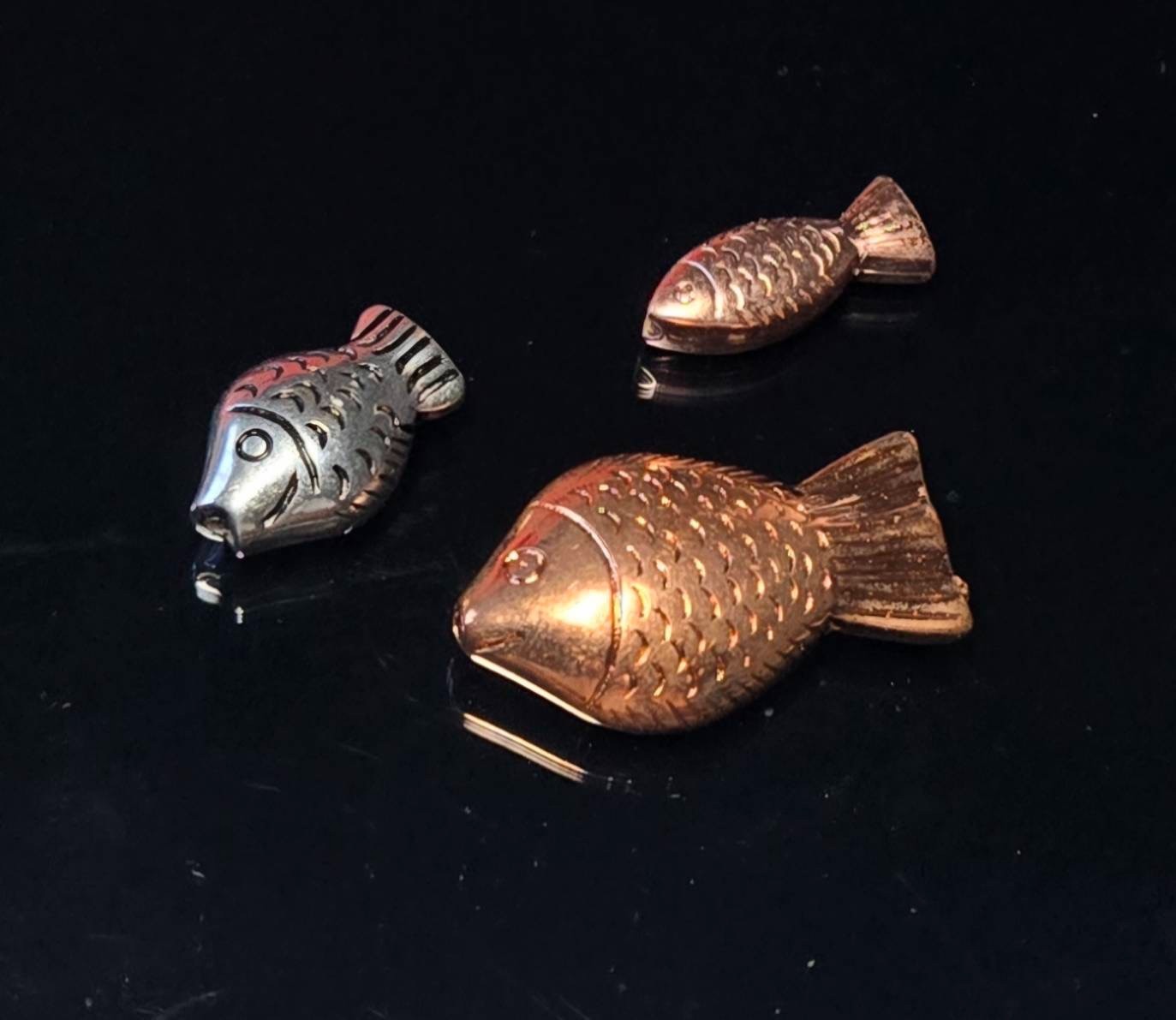 Fish Beads for Jewelry Making Antique Silver Mix size 33mm 50 pcs