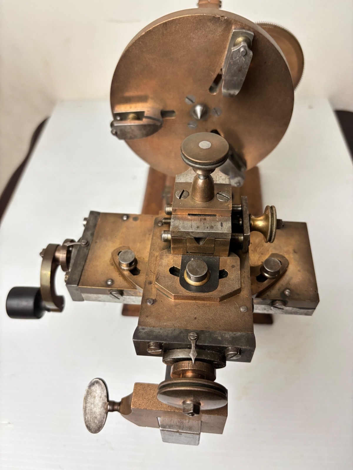 ANTIQUE BRASS AND STEEL WATCHMAKER HOROLOGY CLOCK MANDREL LATHE