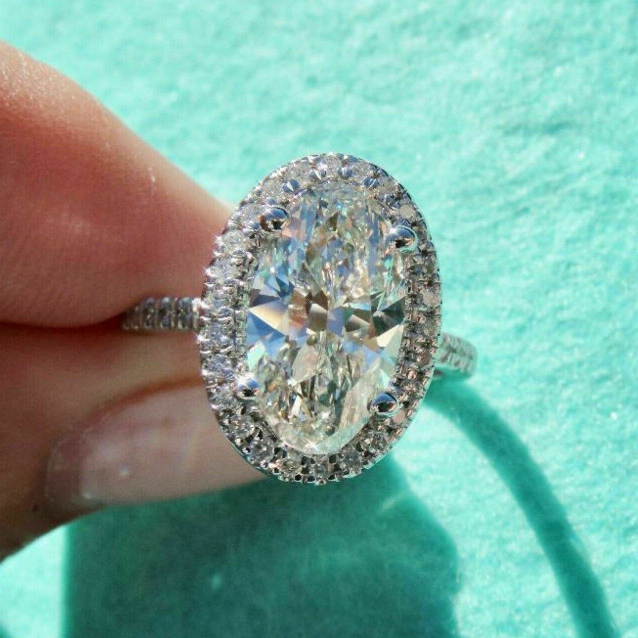 4 Ct oval cut real moissanite wedding engagment ring 14k white gold plated