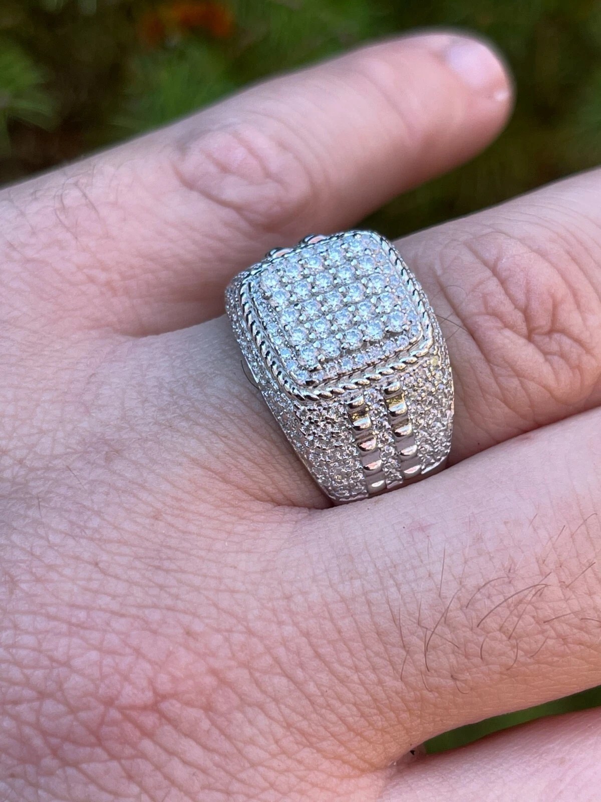 2 CTW Real Mens Hip Hop Iced Out Ring MOISSANITE 925 Silver Ring – Passes Tester