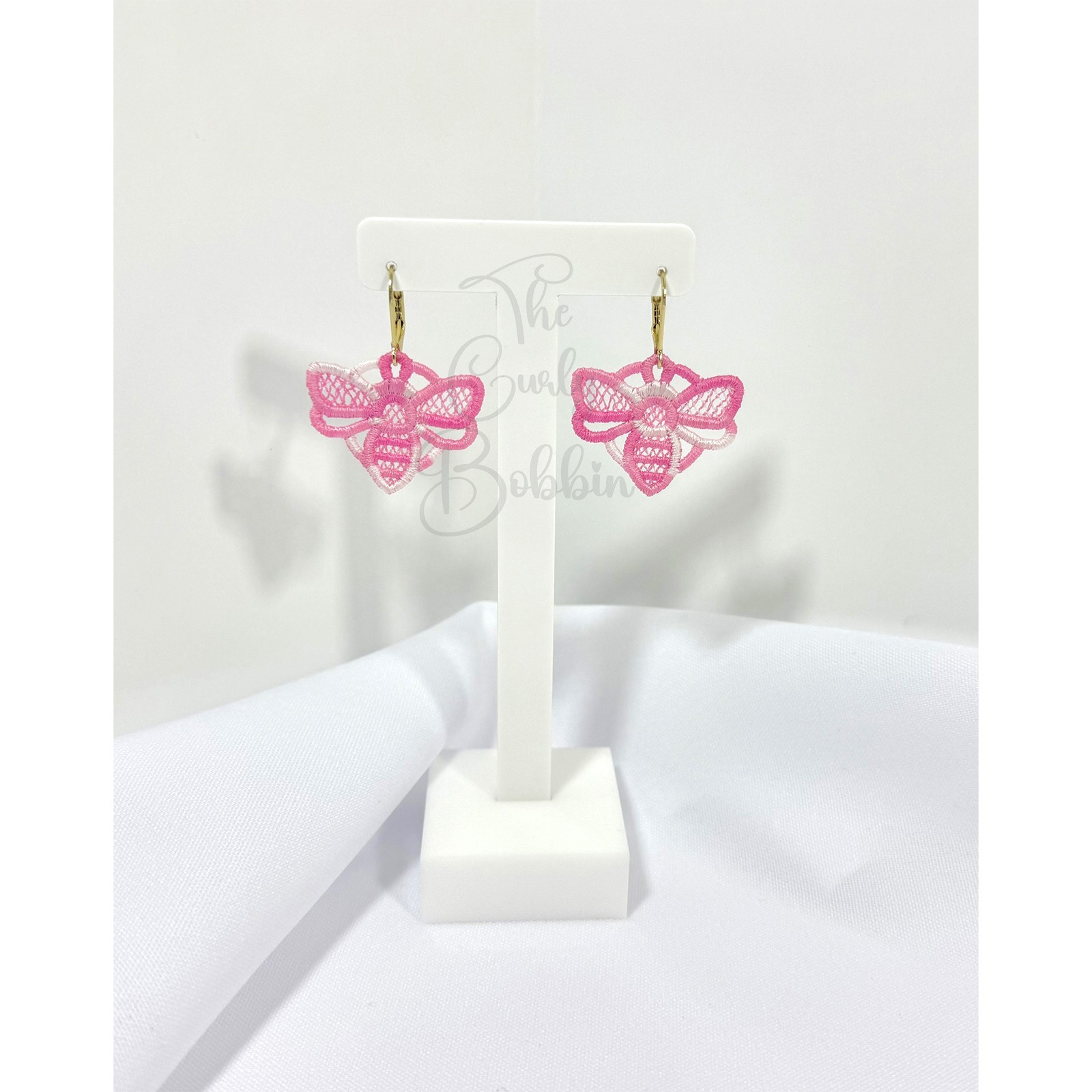 Embroidered Lace Bumblebee Leverback Earrings and Charm Bundle Birthday Gift