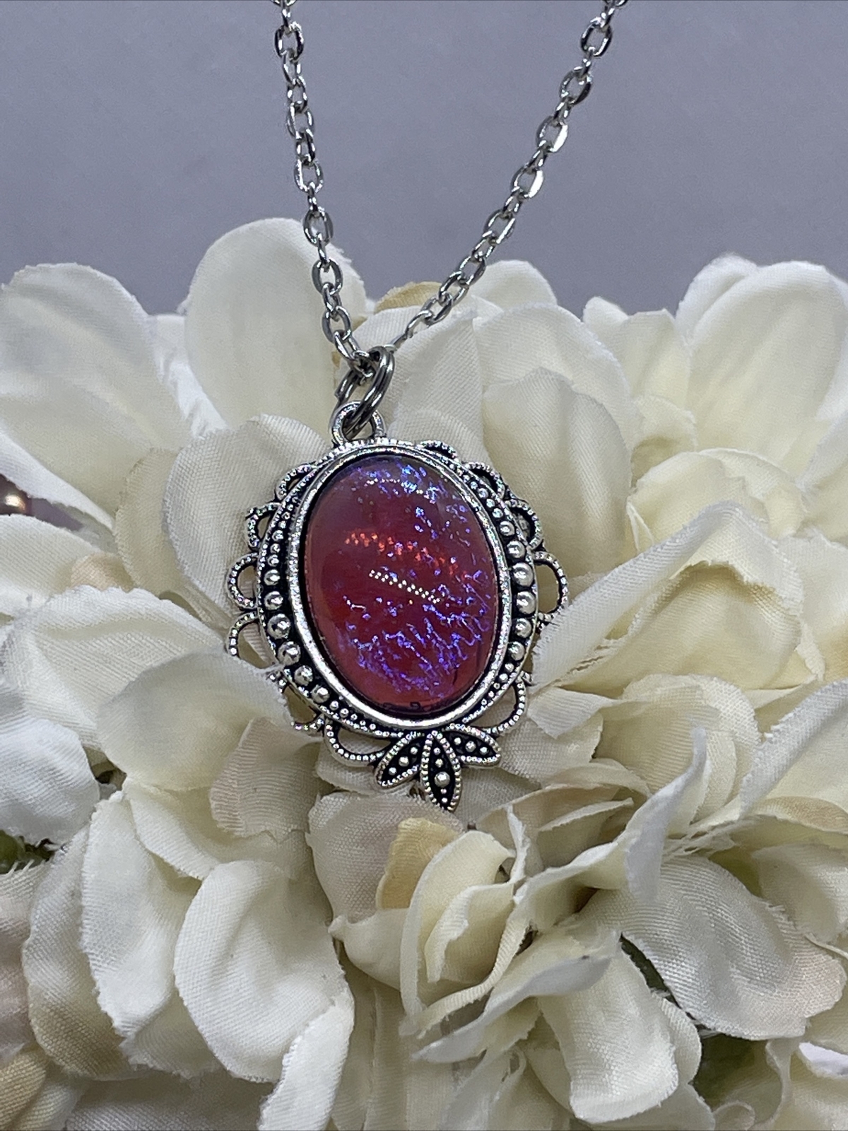 Mexican Fire Opal Dainty Necklace Pendant Anniversary Birthday Gift Mom Daughter