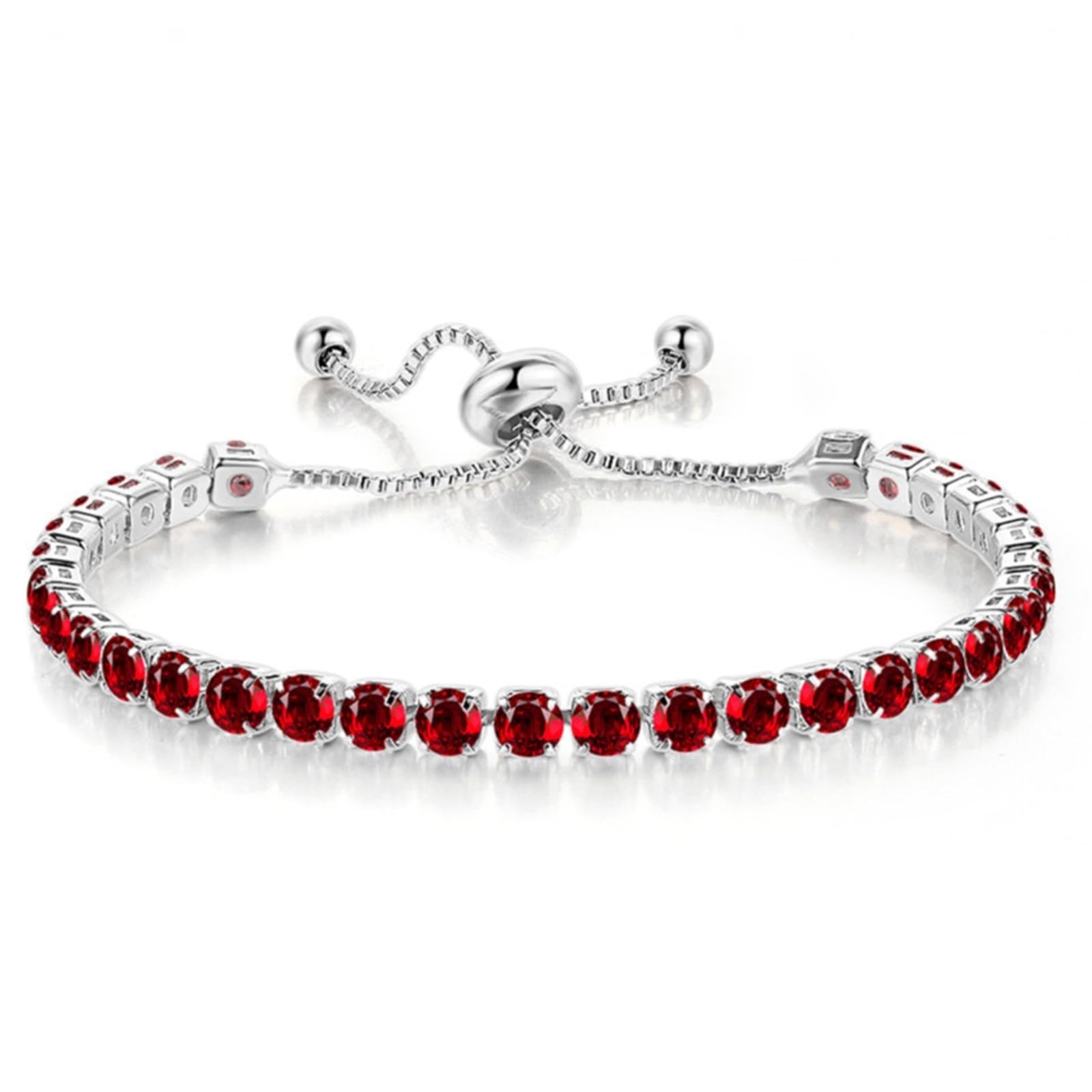 14K Gold Adjustable Tennis Bracelet with Colorful Rhinestones