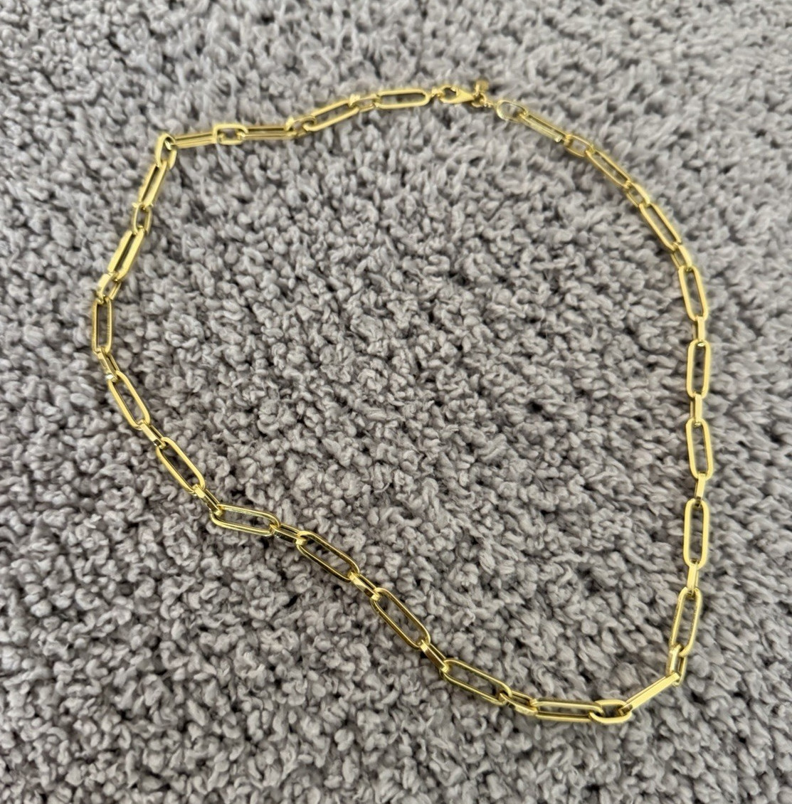 Gold Tone Metal Paperclip Link Chain Necklace – Chain Style, No Stone, 0 Gems