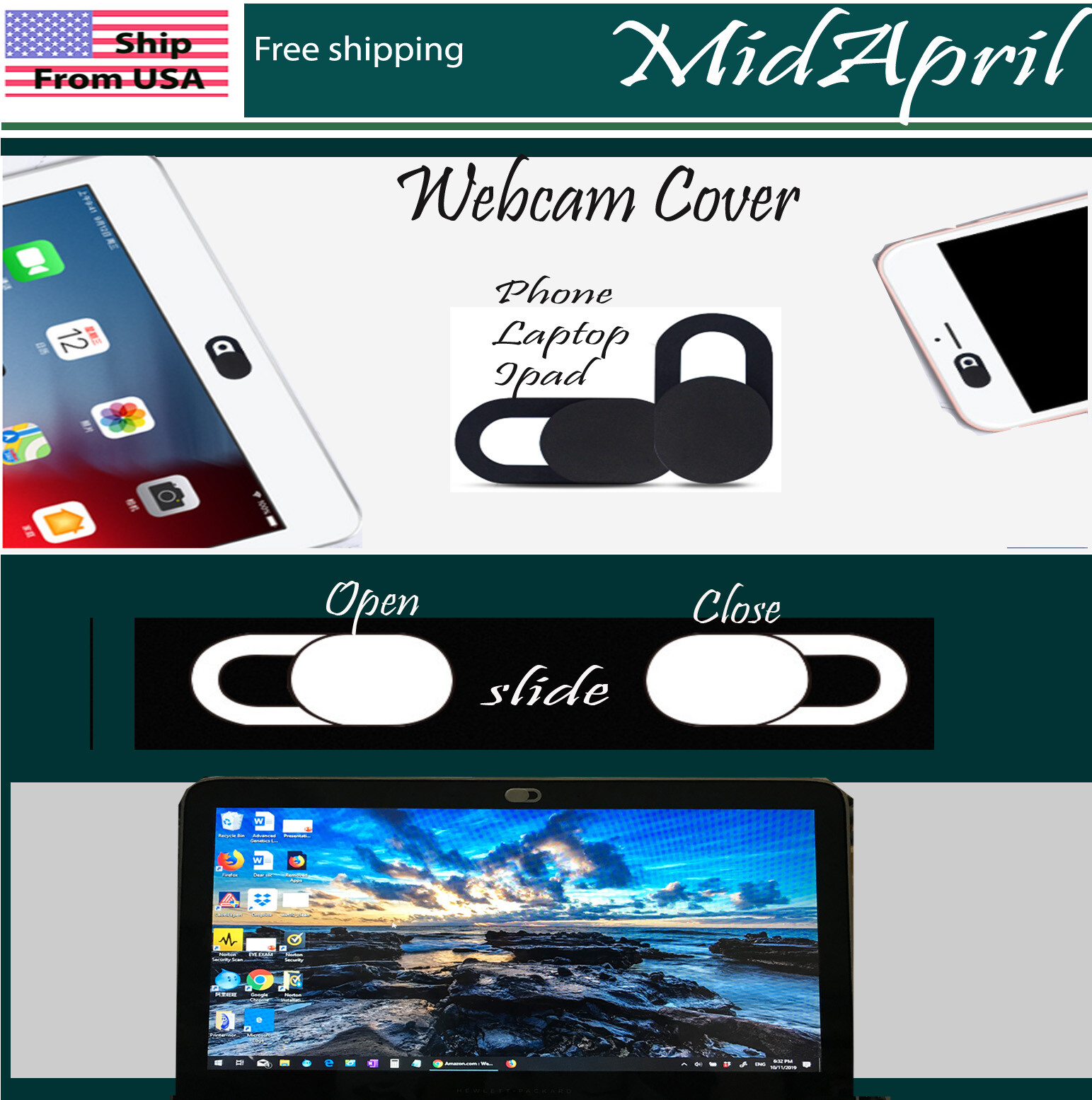 Cover Slide lens Camera Privacy Security for WebCam Phone MacBook Laptop ipad