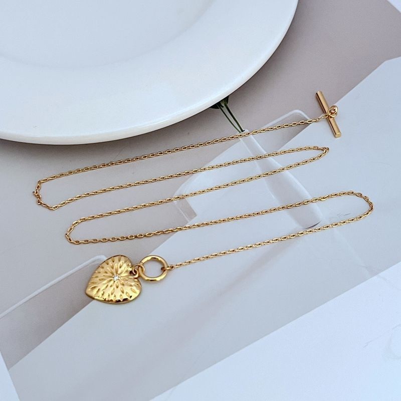 New Tory Gold Heart Pendant Necklace with Jewelry Pouch Size:47.5cm