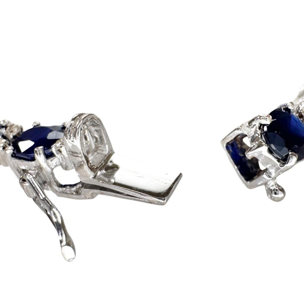 sapphire 10.00ct diamond 0.40ct bracelet K18WG white gold 11.0g 6.9″ Women