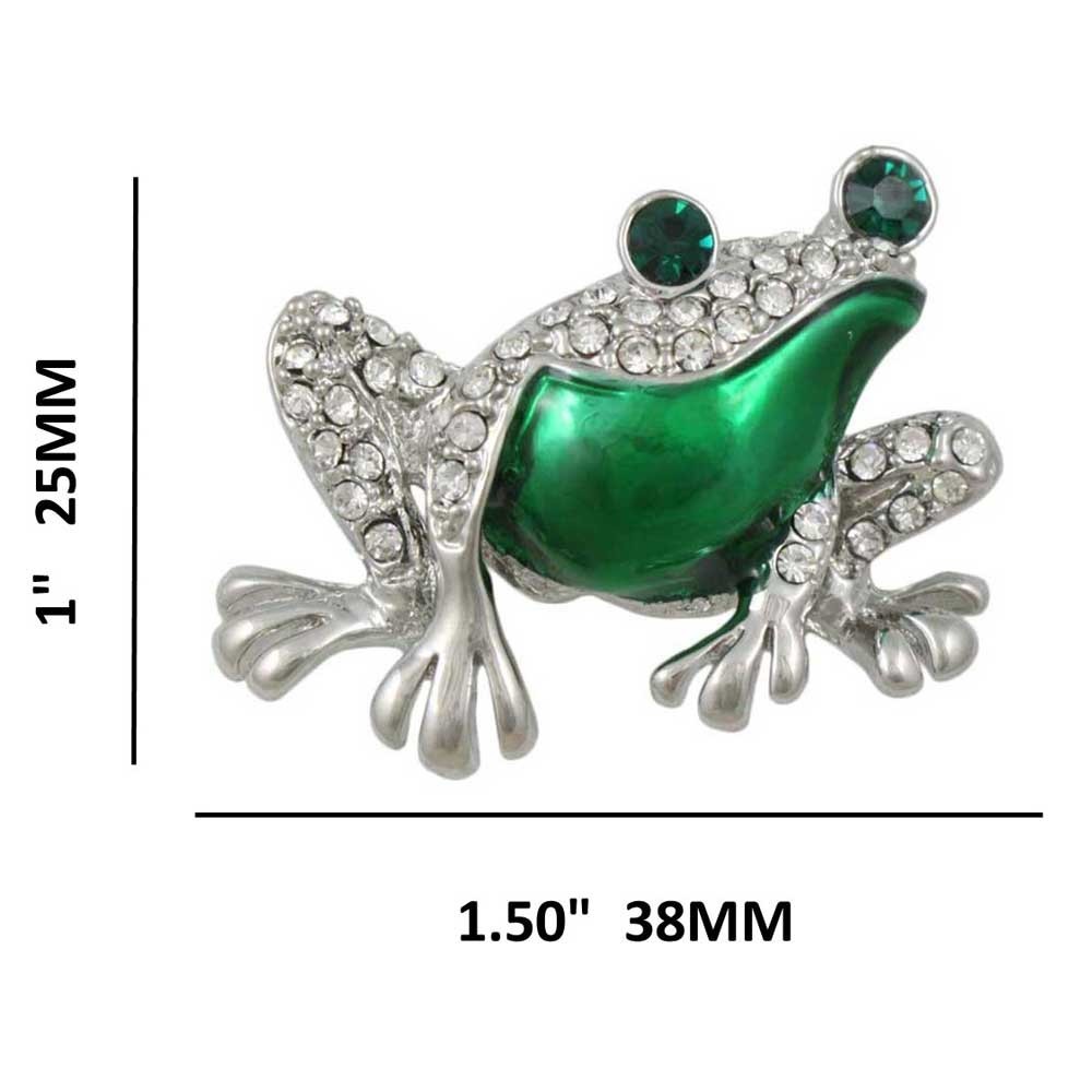 Frog with Metallic Green Enamel Belly Brooch Pin – PRA122BG