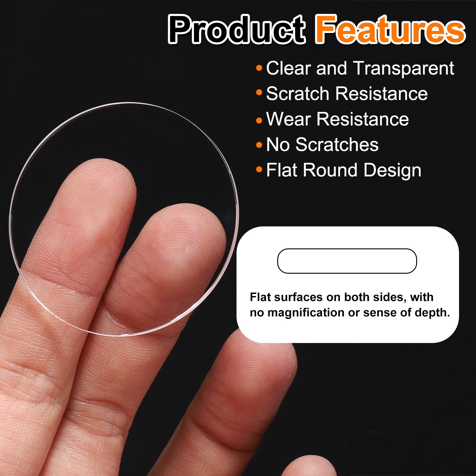 Watch Crystal Glass Lens 36.5mm Dia 2mm Thick Flat Round Sapphire Replacement
