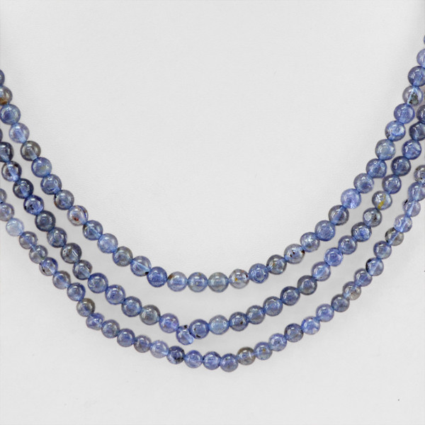 BUYERS TOP DEMANDED 213.00 CTS NATURAL 3 LINE BLUE TANZANITE BEADS NECKLACE