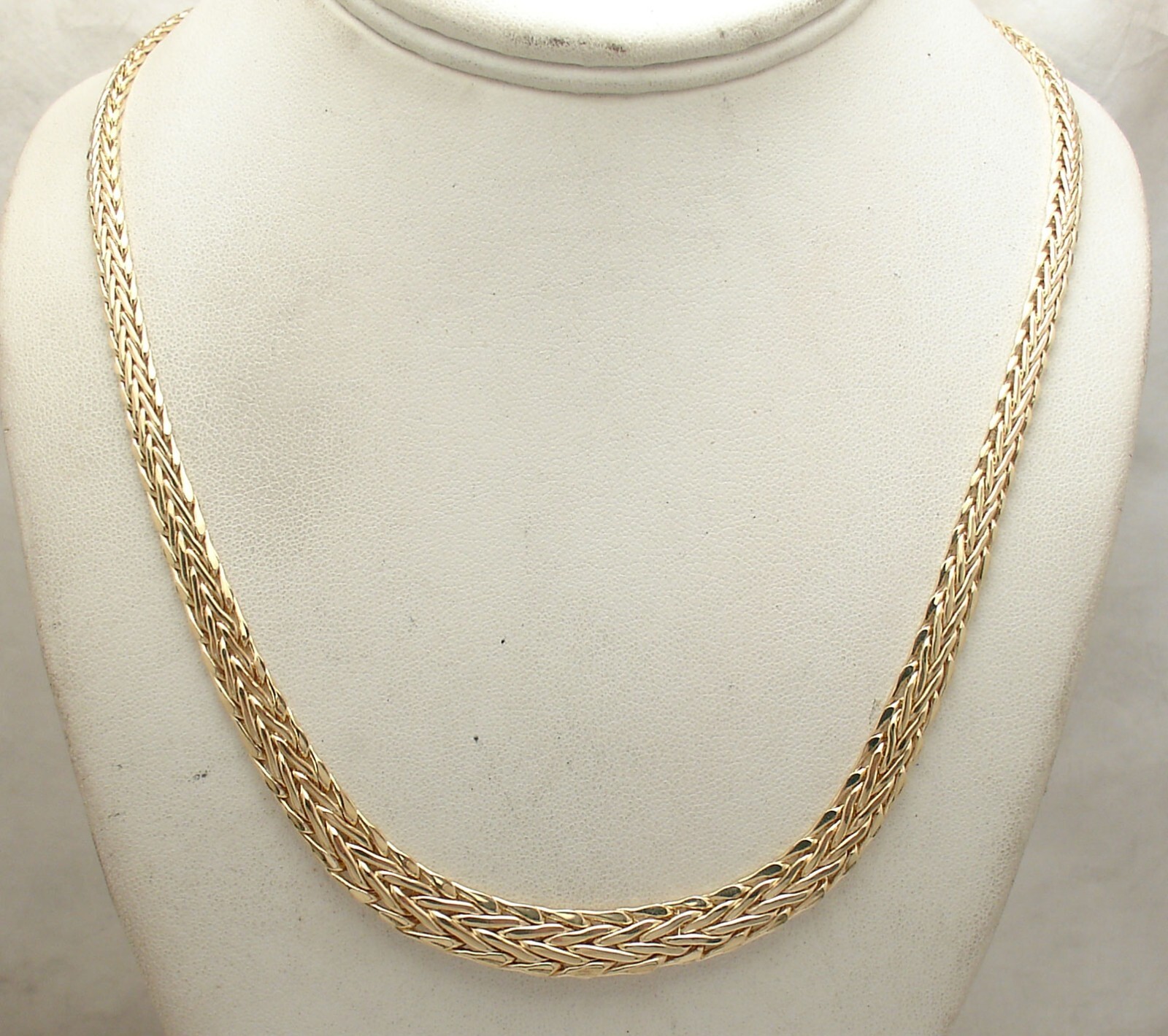 Technibond Graduated Wheat Spiga Chain Necklace 14K Yellow Gold Plated Silver