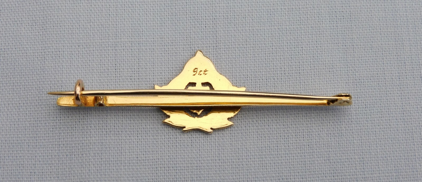RARE WORLD WAR 1 WW1 9CT YELLOW GOLD ROYAL NAVY SWEETHEART BAR BROOCH 2.6g