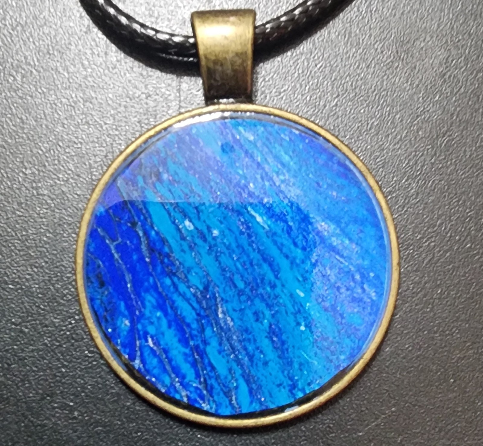 Handcrafted Acrylic Paint & Resin Pendant Faux Leather Adjustable Lobster Clasp