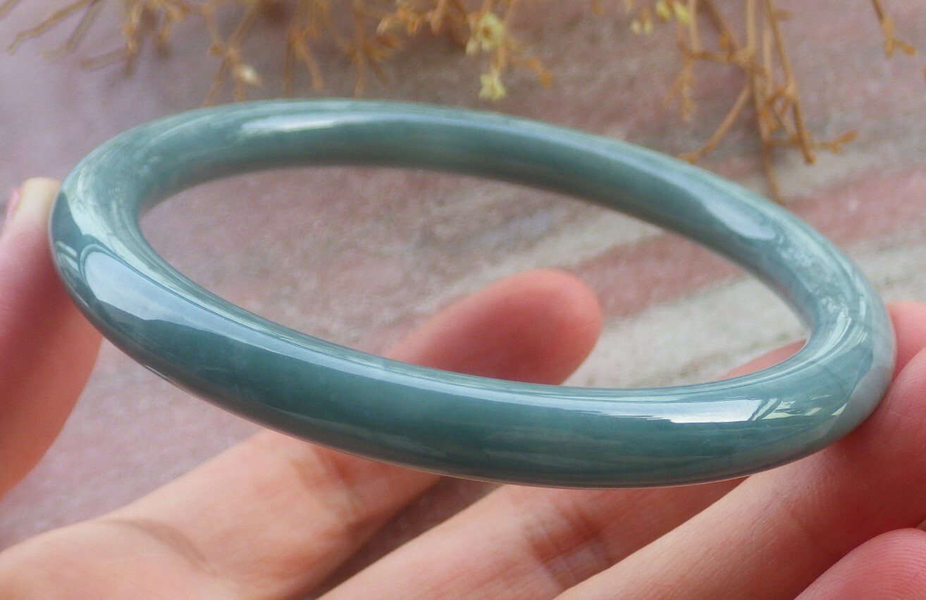 Video Certified Green Natural A JADE Jadeite Circle Bangle Bracelet 61mm 202367
