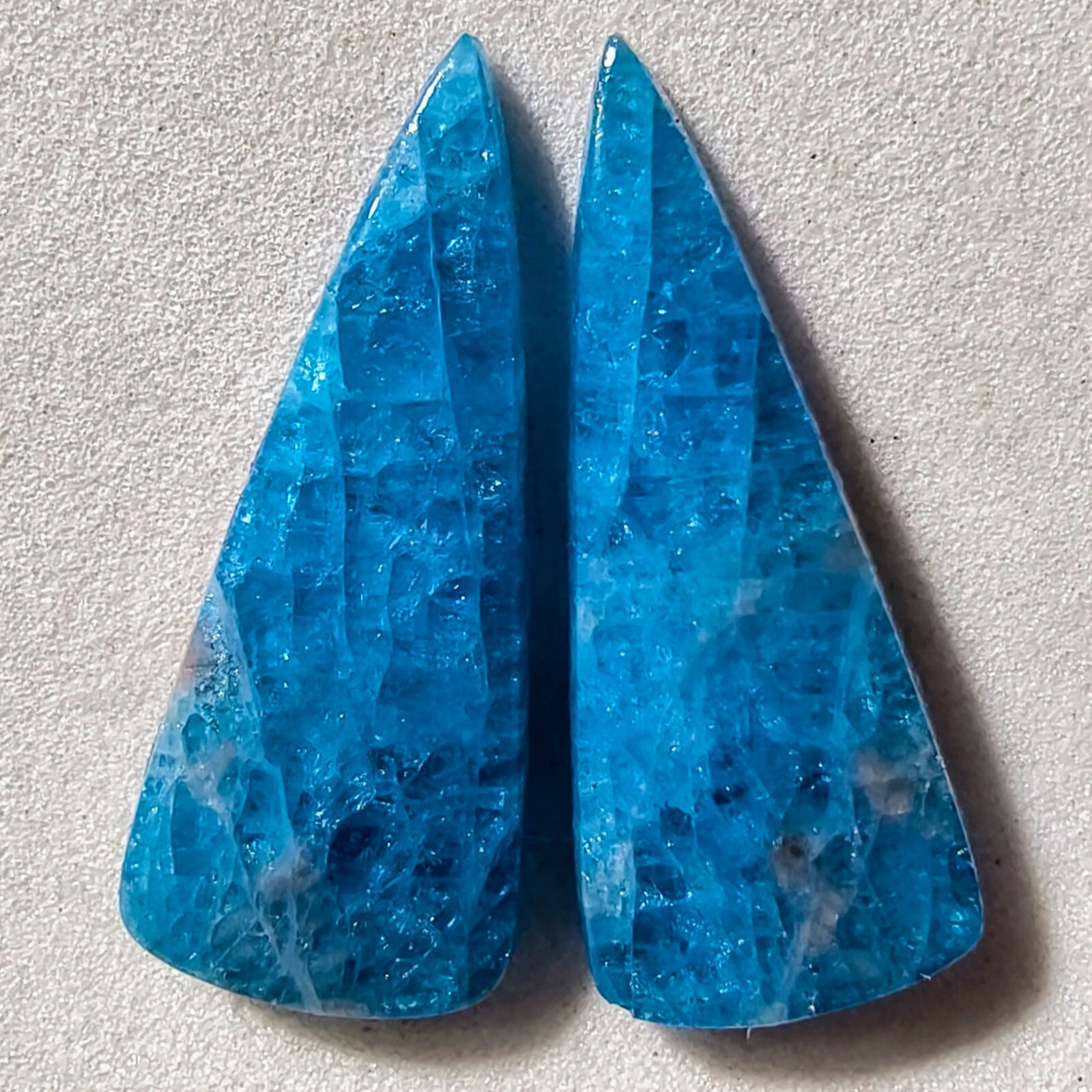 20.50 Cts Natural Blue Apatite Match Pair Cabochon Gemstone 27.2 X 11.4 MM