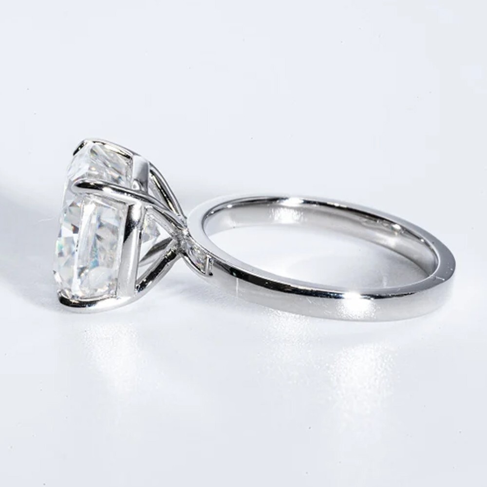4.76 Ct Cushion Cut Moissanite Solitaire Engagement Ring 14K White Gold Plated
