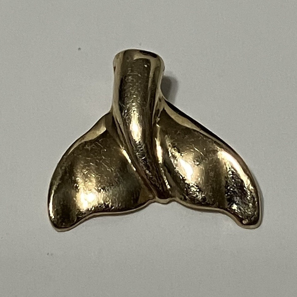 Dolphin Whale Mermaid Tail Slide Pendant Charm 14K Yellow Gold Sealife Beachy