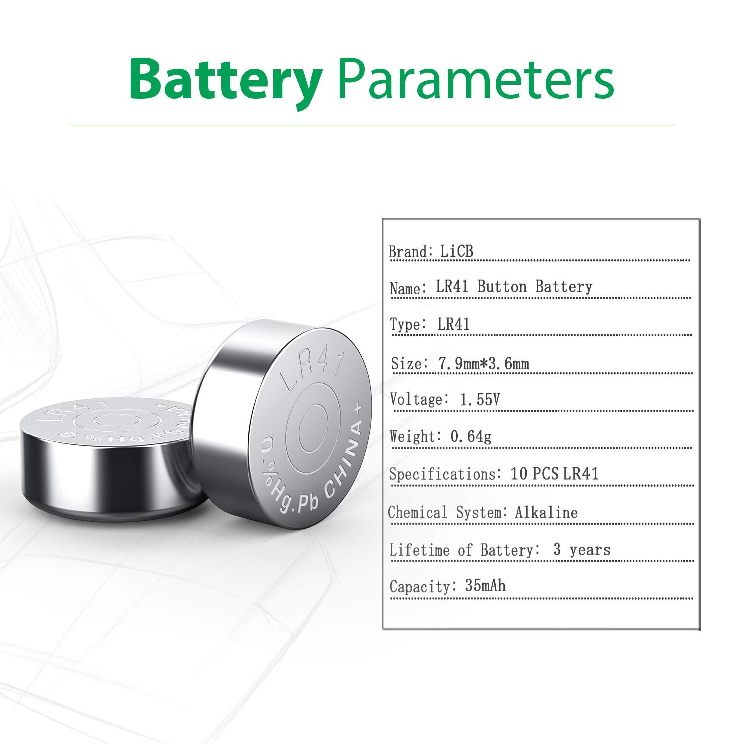 LiCB 10 Pack LR41 AG3 392 384 Battery,Long-Lasting & Leak-Proof,High 10