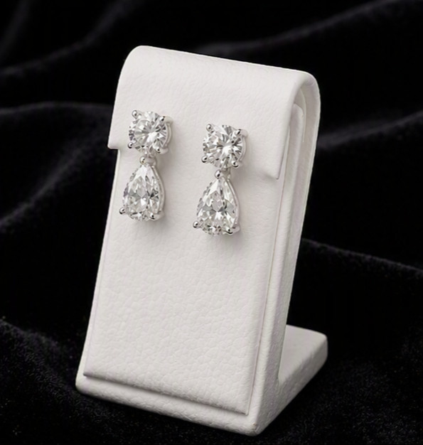 Lab Grown Diamond Pear Drop Earrings 14K White Gold Dangle Luxury Cut apprx 2 ct