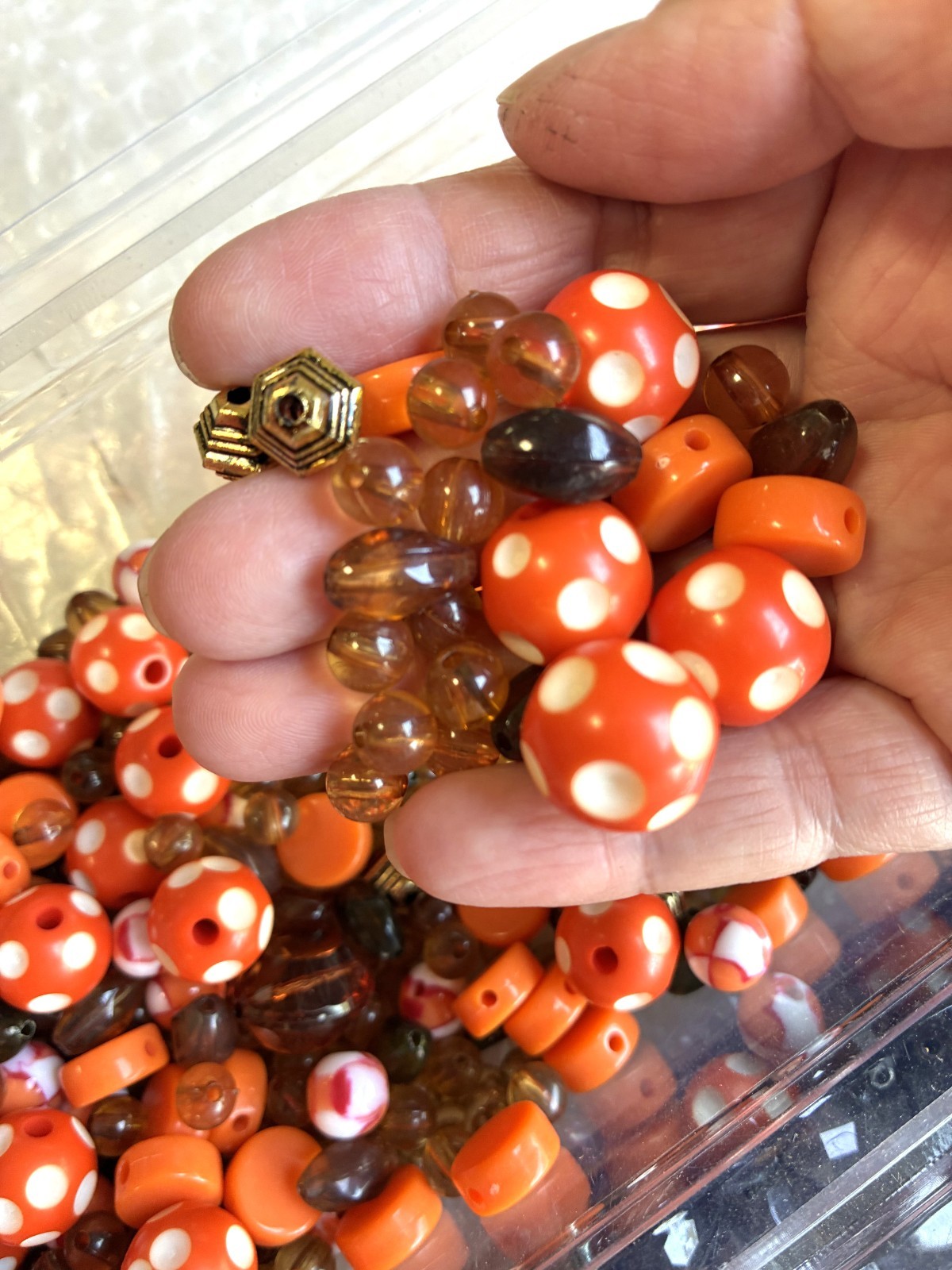 Halloween Orange Black Plastic Bead Mix 2 lb Bulk Lot 6-15mm Center Drill DIY