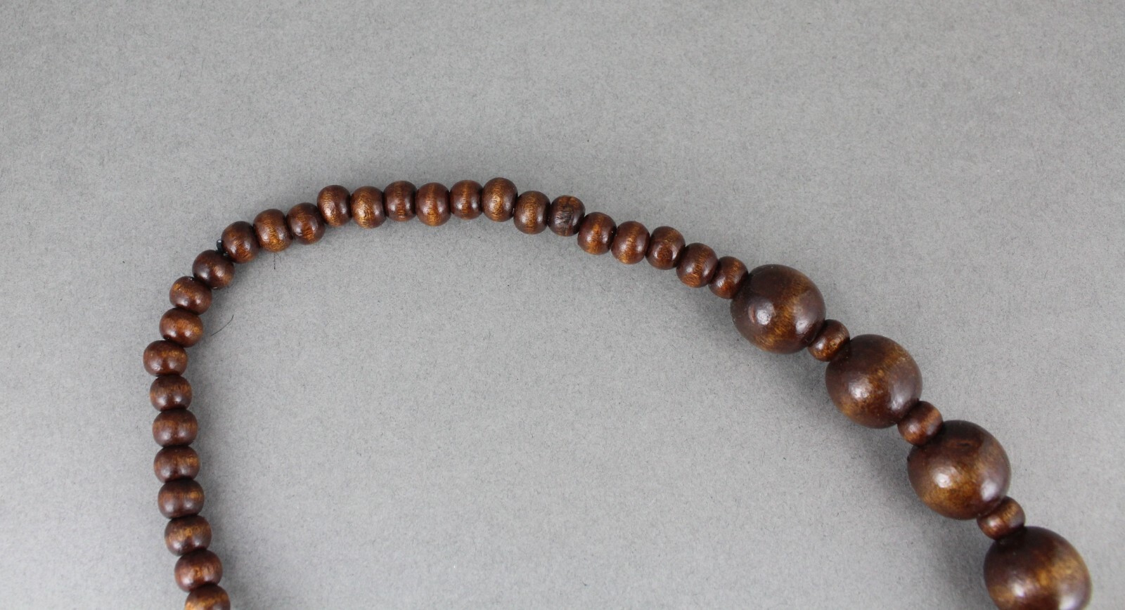 dark Brown wood necklace big chunky bead stretch 21″ long necklace beaded wooden