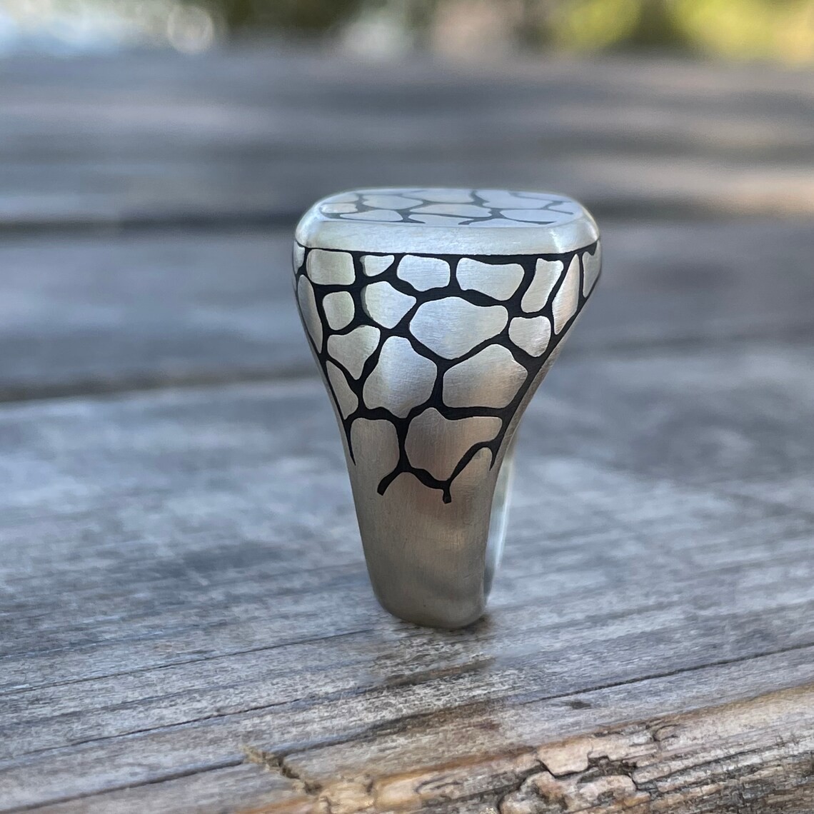Gothic Snakeskin Signet 925 Sterling Silver Oxidized Ring Duty Free