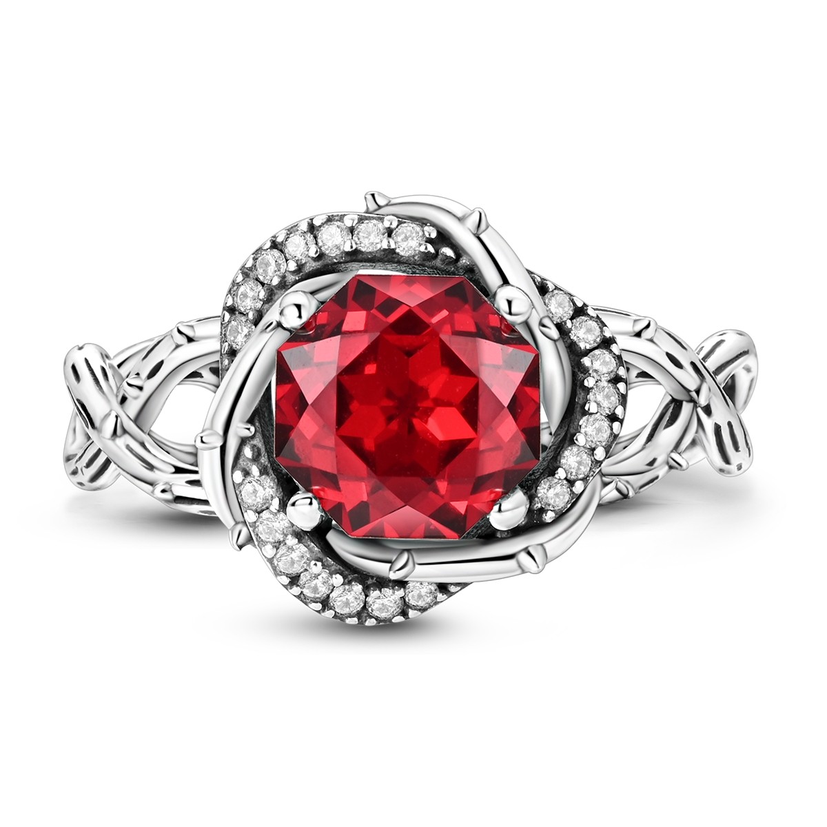 LAZA Original 925 Sterling Silver Finger Ring CZ Bramble Rose for Women Jewelry