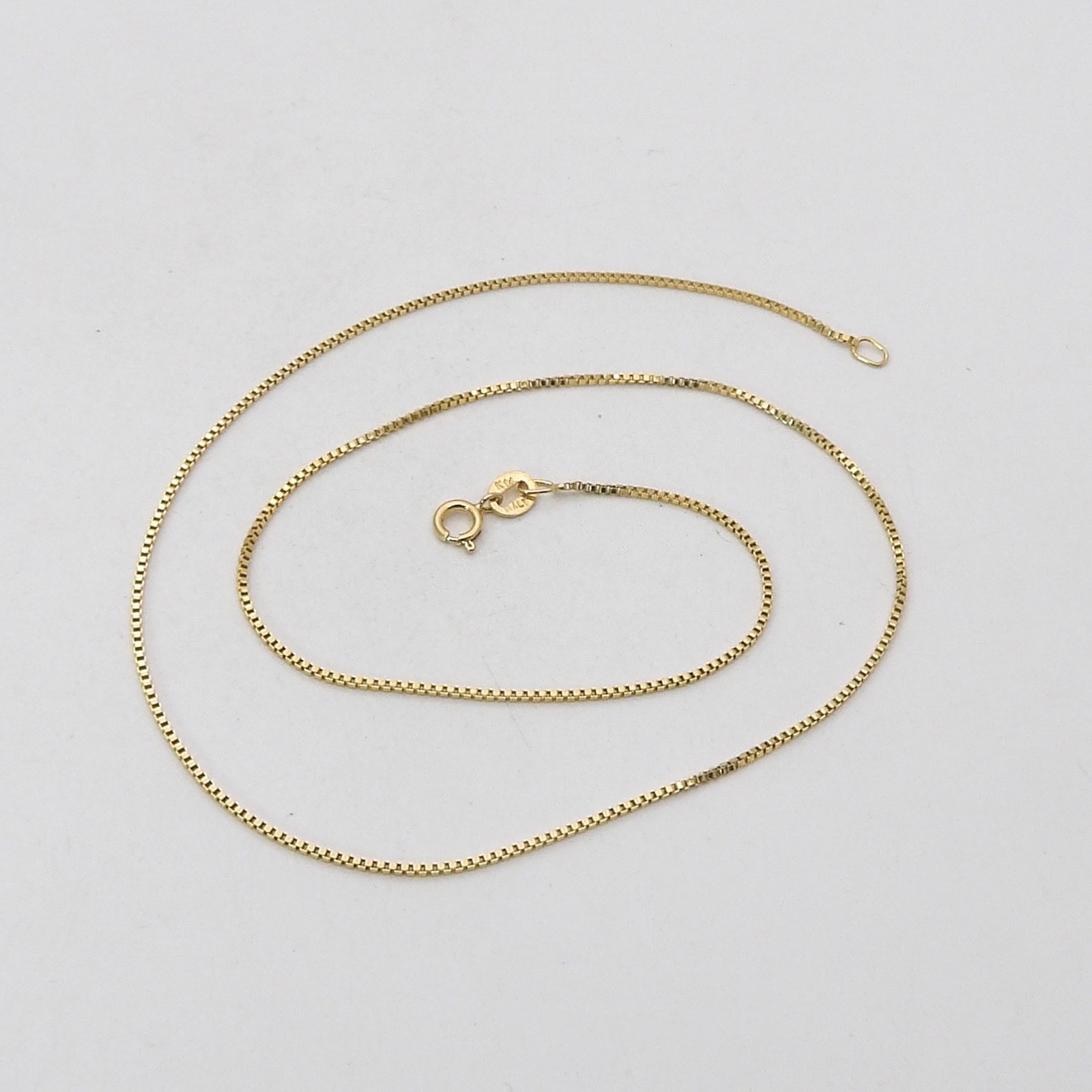 Solid 14k Gold Venetian Box Link Chain Necklace Italy 15in