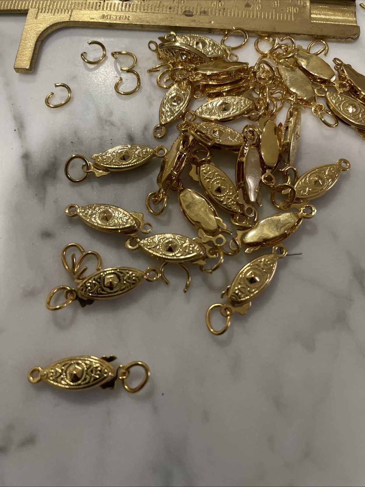 72 Gold Plated Brass Fish Hook Clasps Horse Eye Oval Fishhook 20x6mm
