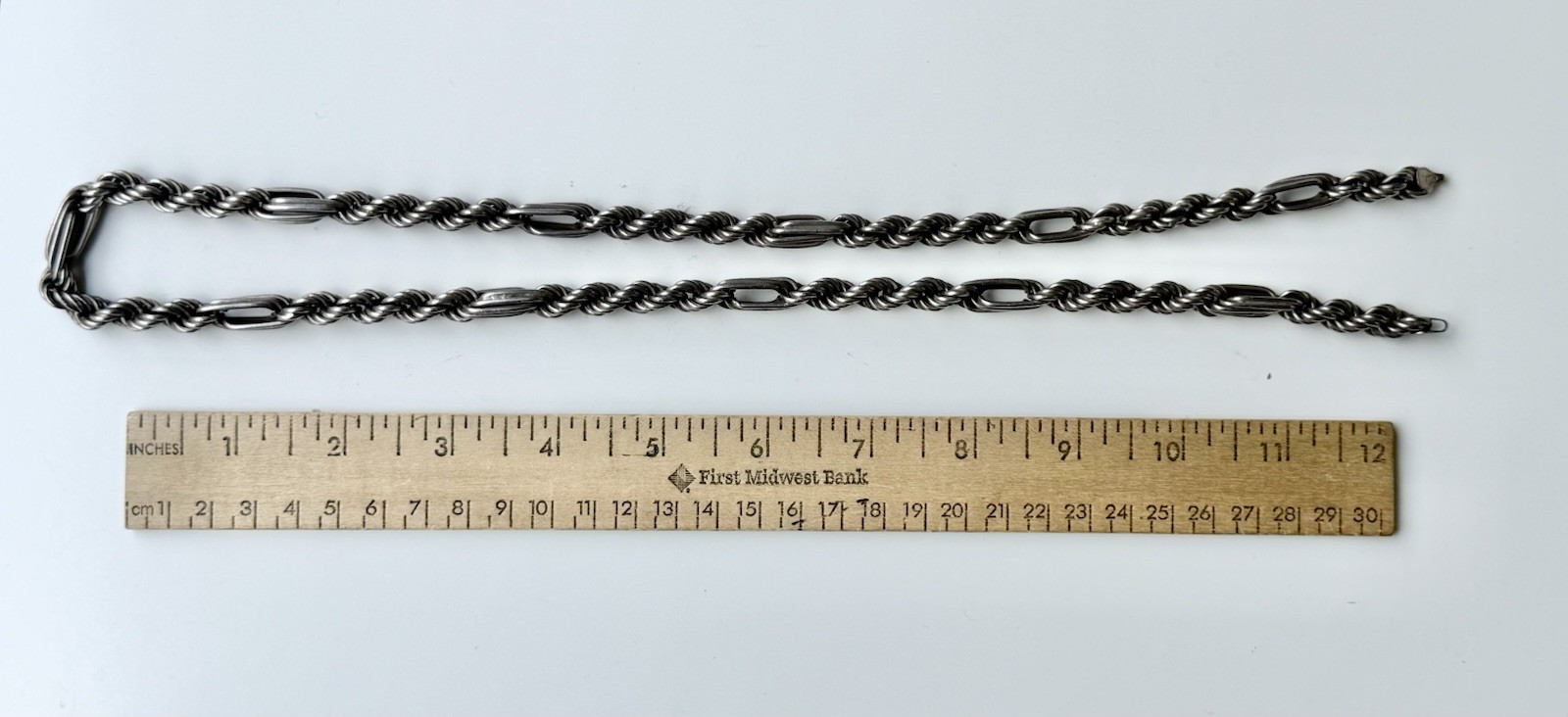 Vintage Sterling 925 Silver 4mm Twisted Figarope Link 27″ Chain 79g No Clasp