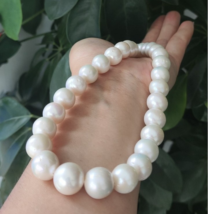 AAAAA 12-13 MM GENUINE NATURAL Australian south sea white pearl necklace 18″