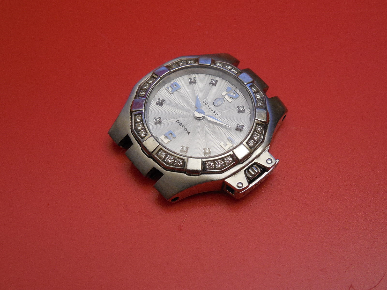 NON WORKING CONCORD 24MM DIAMOND STAINLESS STEEL MINI SARATOGA DATE HEAD ONLY