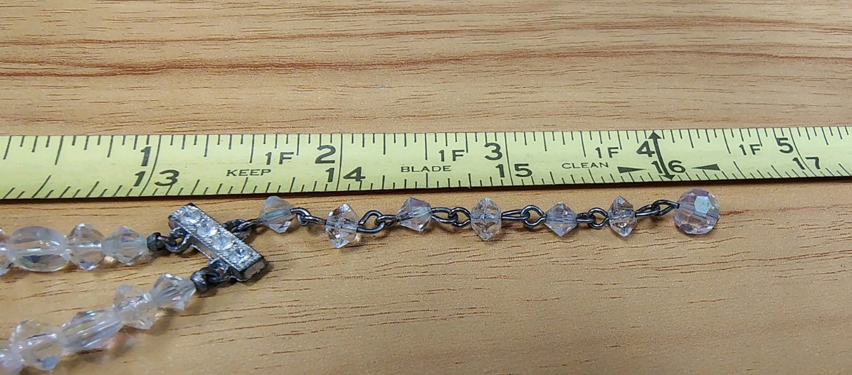 Beautiful Vintage Aurora Borealis Double Strand Necklace With Hook Closure 14 In