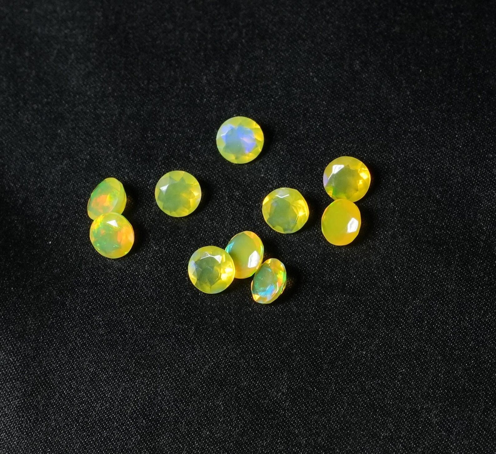 Natural Yellow Ethopian Opal Round Faceted Cut 3mm To 10mm Loose Gemstone