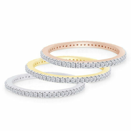 1/5 Micro Pave Setting Natural Diamond Eternity Wedding Band 10K, 14K Gold