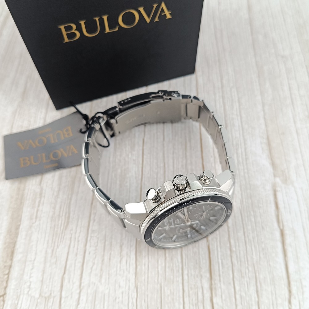 Bulova Marine Star Series C 96B272 Black Dial Quartz Men Chronograph Watch 45mm