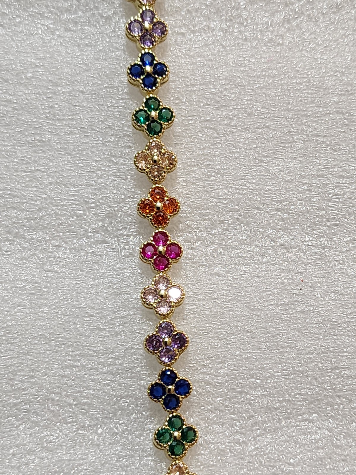 Clover Multi-Color Faux Gemstones Exclusive Gold Bracelet for all Ages