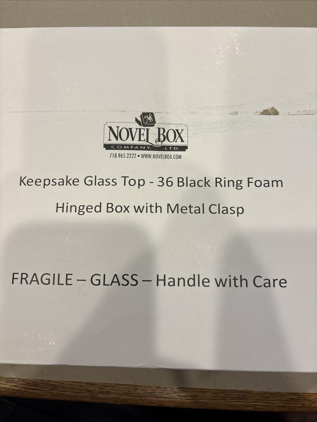Ring box Keepsake Glass Top Display Case With Hinged Lid And Metal Clasp 36 Ring